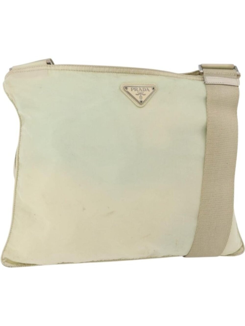 PRADA Shoulder Bag Nylon Ivory Silver